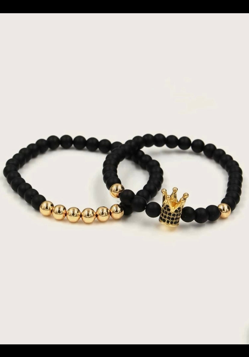 Bead Bracelet (Black/Gold)